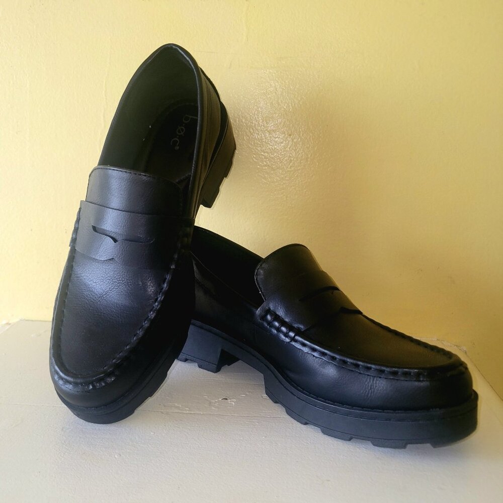 B.O.C. Classic Black Penny Loafers Shoes Platform Heel Women's Size 9.5 BOC